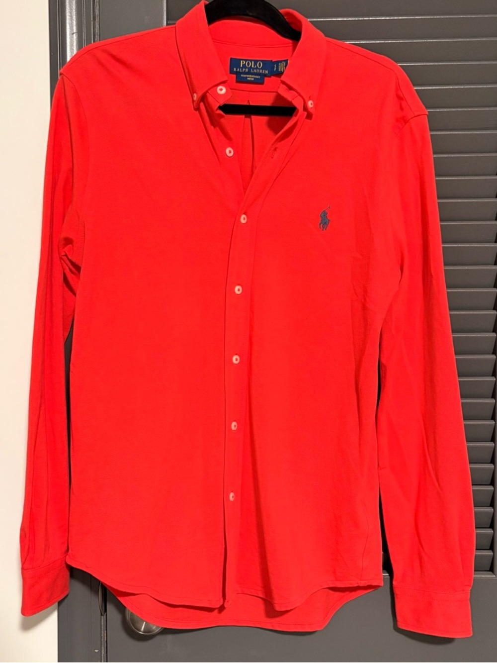 Polo Ralph Lauren Men’s Bright Red Long-Sleeve Featherweight Mesh Shirt